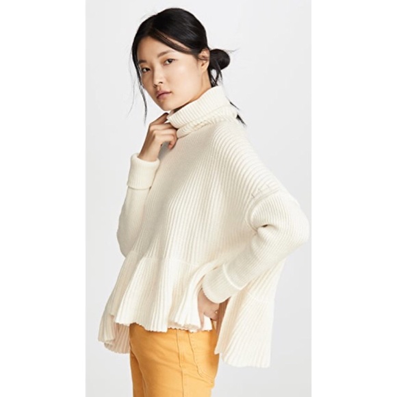 Free People Sweaters - NWT Free People Cowl Neck Peplum Ribbed Sweater L